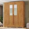 Guarda Roupa Casal 4 Portas Com Espelho 159 cm Domus Cedro RUDK
