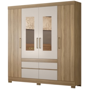 Guarda Roupa Casal 4 Portas Com Espelho 64110ES Amendola Off White Demobile Guarda Roupa Casal 4 Portas Com Espelho 64110ES Amendola Off White Demobile
