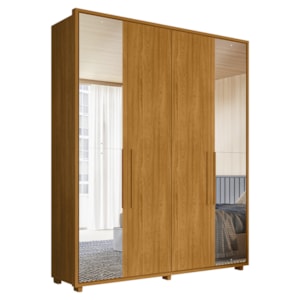 Guarda Roupa Casal 4 Portas Com Espelho MDF Greco 188 cm Cinamomo Madetec