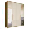 Guarda Roupa Casal 4 Portas Com Espelho MDF Greco 188 cm Cinamomo Off White Madetec