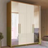 Guarda Roupa Casal 4 Portas Com Espelho MDF Greco 188 cm Cinamomo Off White Madetec