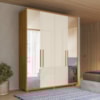Guarda Roupa Casal 4 Portas Com Espelho MDF Greco 188 cm Cinamomo Off White Madetec