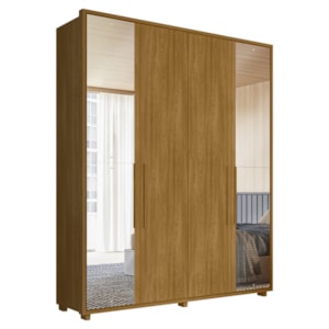 Guarda Roupa Casal 4 Portas Com Espelho MDF Greco 188 cm Cumaru Madetec