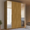 Guarda Roupa Casal 4 Portas Com Espelho MDF Greco 188 cm Cumaru Madetec