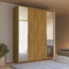 Guarda Roupa Casal 4 Portas Com Espelho MDF Greco 188 cm Cumaru Madetec
