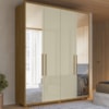 Guarda Roupa Casal 4 Portas Com Espelho MDF Greco 188 cm Cumaru Opala Madetec