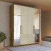 Guarda Roupa Casal 4 Portas Com Espelho MDF Greco 188 cm Cumaru Opala Madetec