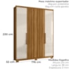 Guarda Roupa Casal 4P 176 cm California Freijo Off White Moval