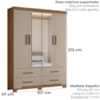 Guarda Roupa Casal 4P Espelho 157 cm Miami Carvalho Fendi Moval
