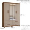 Guarda Roupa Casal 4P Espelho 157 cm Miami Carvalho Fendi Moval