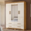 Guarda Roupa Casal 4P Espelho 157 cm Miami Freijo Off White Moval