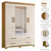 Guarda Roupa Casal 4P Espelho 157 cm Miami Freijo Off White Moval