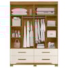 Guarda Roupa Casal 4P Espelho 157 cm Miami Freijo Off White Moval