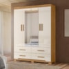Guarda Roupa Casal 4P Espelho 157 cm Miami Freijo Off White Moval