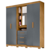 Guarda Roupa Casal 5P Espelho 195 cm Eldorado Freijo Cinza Moval