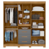 Guarda Roupa Casal 5P Espelho 195 cm Eldorado Freijo Cinza Moval