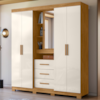 Guarda Roupa Casal 5P Espelho 195 cm Eldorado Freijo Off White Moval
