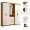 Guarda Roupa Casal 5P Espelho 195 cm Eldorado Freijo Off White Moval
