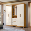 Guarda Roupa Casal 5P Espelho 195 cm Eldorado Freijo Off White Moval