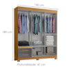Guarda Roupa Casal 6 Portas 2 Gavetas 160 cm New Recife Freijo Grafite Acetinado POLIMAN