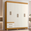 Guarda Roupa Casal 6 Portas 2 Gavetas 160 cm New Recife Freijo Off Acetinado POLIMAN