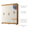 Guarda Roupa Casal 6 Portas 2 Gavetas 160 cm New Recife Freijo Off Acetinado POLIMAN