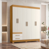 Guarda Roupa Casal 6 Portas 2 Gavetas 160 cm New Recife Freijo Off Acetinado POLIMAN