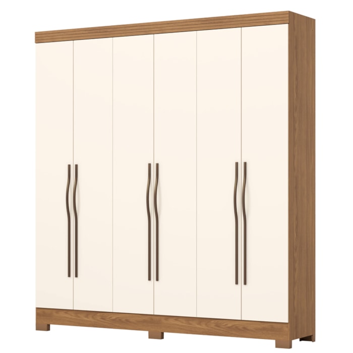 Guarda Roupa Casal 6 Portas 2 Gavetas 163 cm B368 Nature Off White Briz