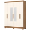 Guarda Roupa Casal 6 Portas 2 Gavetas Com Espelho 160 cm Nature Off White Briz
