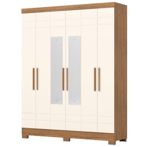 Guarda Roupa Casal 6 Portas 2 Gavetas Com Espelho 160 cm Nature Off White Briz