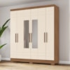 Guarda Roupa Casal 6 Portas 2 Gavetas Com Espelho 160 cm Nature Off White Briz