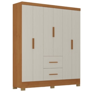 Guarda Roupa Casal 6 Portas 2 Gavetas Primor 181 cm Cinamomo Areia ZANZ