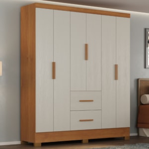 Guarda Roupa Casal 6 Portas 2 Gavetas Primor 181 cm Cinamomo Areia ZANZ