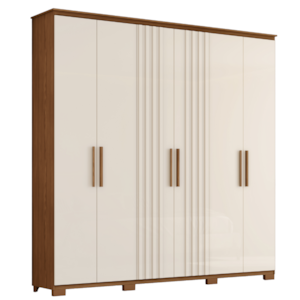 Guarda Roupa Casal 6 Portas 214 cm Avila Nature Off White HENN