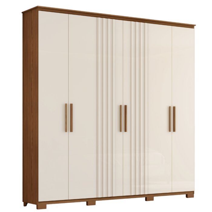 Guarda Roupa Casal 6 Portas 214 cm Avila Nature Off White HENN