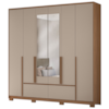 Guarda Roupa Casal 6 Portas 217 cm Com Espelho Denver Carvalho Fendi Moval
