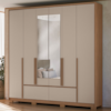Guarda Roupa Casal 6 Portas 217 cm Com Espelho Denver Carvalho Fendi Moval