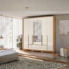 Guarda Roupa Casal 6 Portas 217 cm Com Espelho Denver Freijo Off White Moval