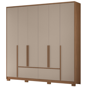 Guarda Roupa Casal 6 Portas 217 cm Denver Carvalho Fendi Moval