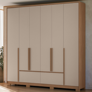 Guarda Roupa Casal 6 Portas 217 cm Denver Carvalho Fendi Moval