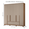 Guarda Roupa Casal 6 Portas 217 cm Denver Carvalho Fendi Moval