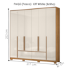 Guarda Roupa Casal 6 Portas 217 cm Denver Freijo Off White Moval