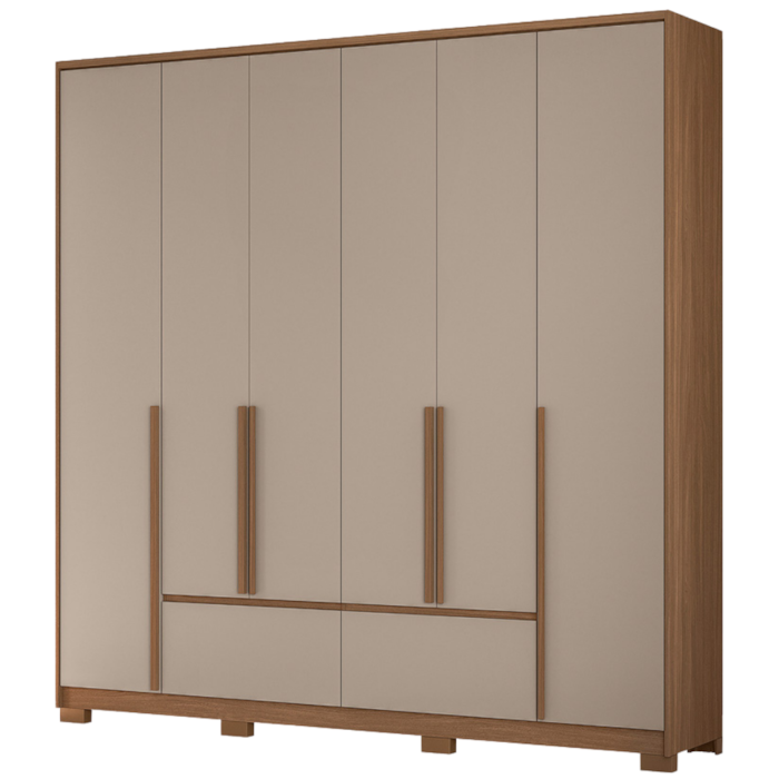 Guarda Roupa Casal 6 Portas 222 cm Denver Carvalho Fendi Moval