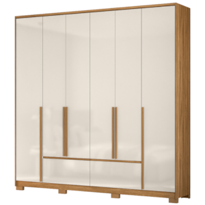 Guarda Roupa Casal 6 Portas 222 cm Denver Freijo Off White Moval