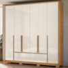 Guarda Roupa Casal 6 Portas 222 cm Denver Freijo Off White Moval