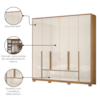 Guarda Roupa Casal 6 Portas 222 cm Denver Freijo Off White Moval