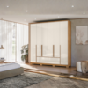 Guarda Roupa Casal 6 Portas 222 cm Denver Freijo Off White Moval