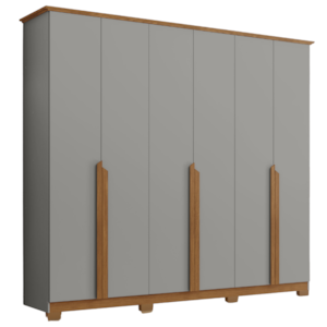 Guarda Roupa Casal 6 Portas 235 cm Andreas Cinza Nature HENN