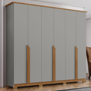 Guarda Roupa Casal 6 Portas 235 cm Andreas Cinza Nature HENN