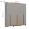 Guarda Roupa Casal 6 Portas 235 cm Andreas Cinza Nature HENN